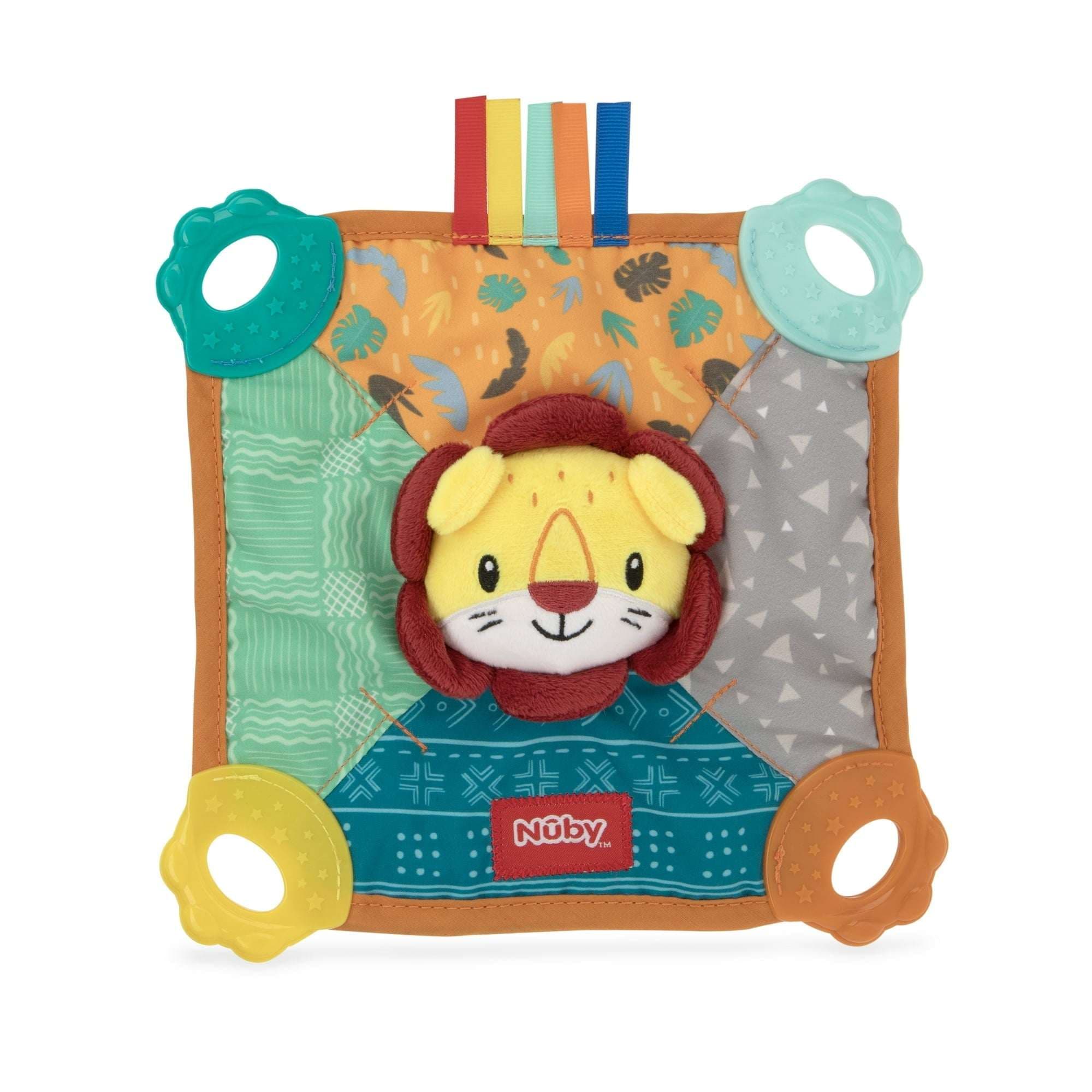 Nuby Teething Blankie and Teether Toy for Babies, Multicolor Lion Design
