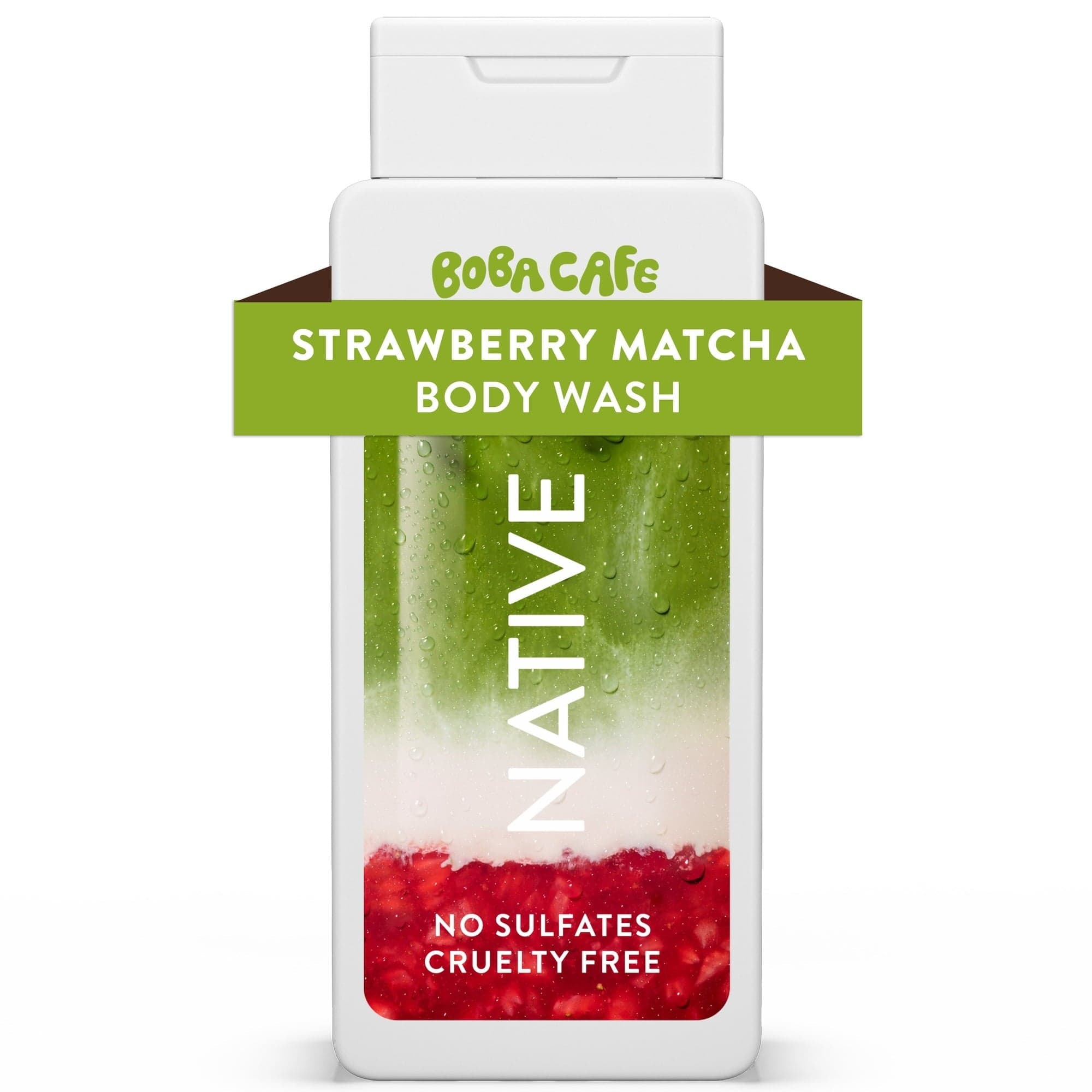 Native Body Wash, Limited Edition Strawberry Matcha, Sulfate Free Body Wash for Women & Men, Boba Cafe, 18 fl oz