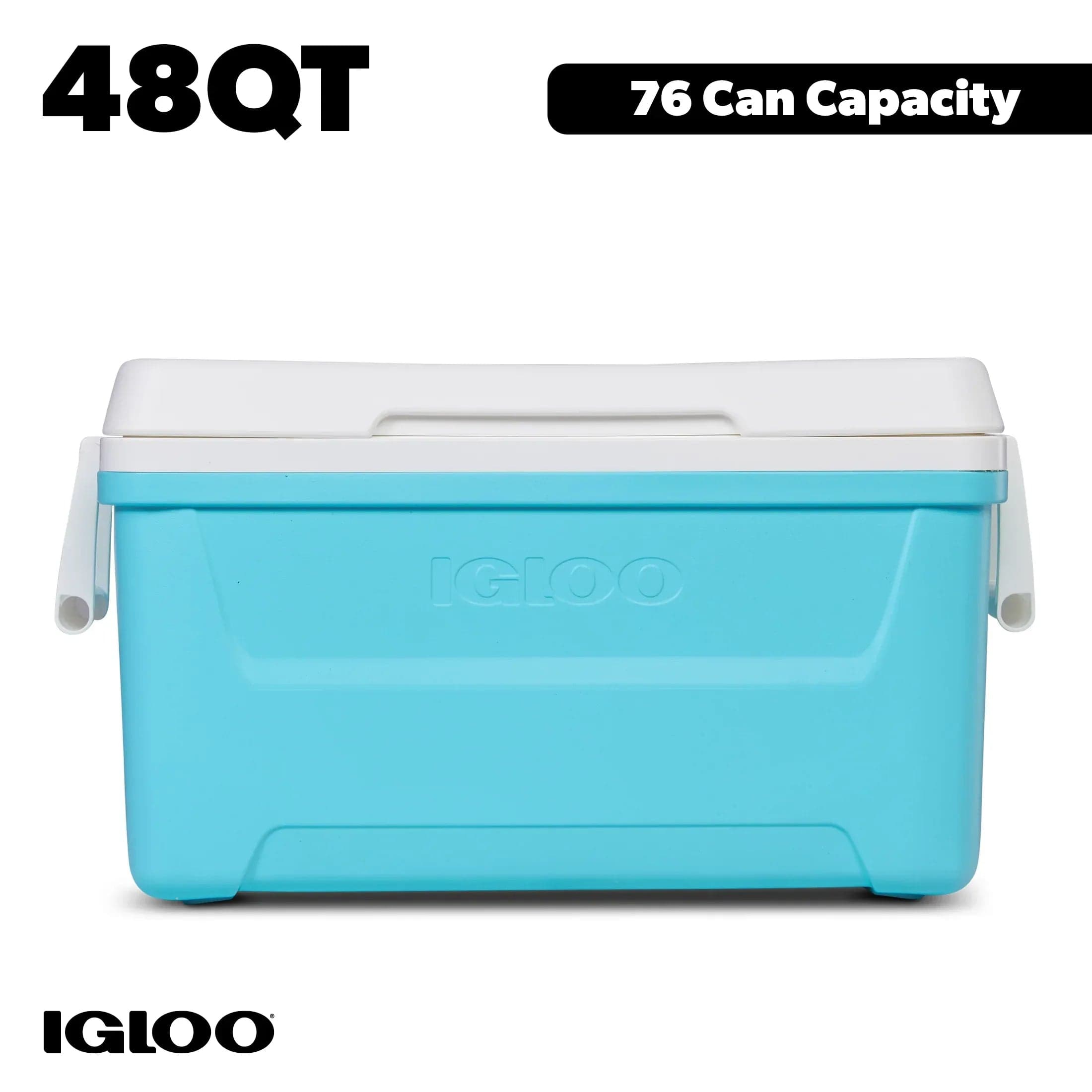 Igloo 48 QT Laguna Hard-Sided Ice Chest Cooler, Aqua Blue and White