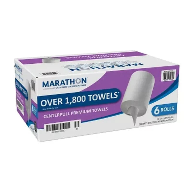 Marathon Centerpull Premium 1-Ply White Paper Towels, 6 rolls, 300 sheets/roll