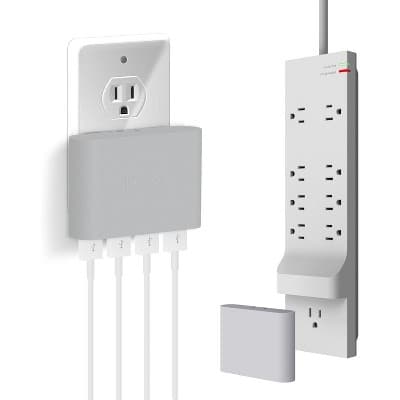 iHome Power Strip Surge Protector & Slim USB Wall Charger Bundle, 4 Port AC, 6ft Extension Cord