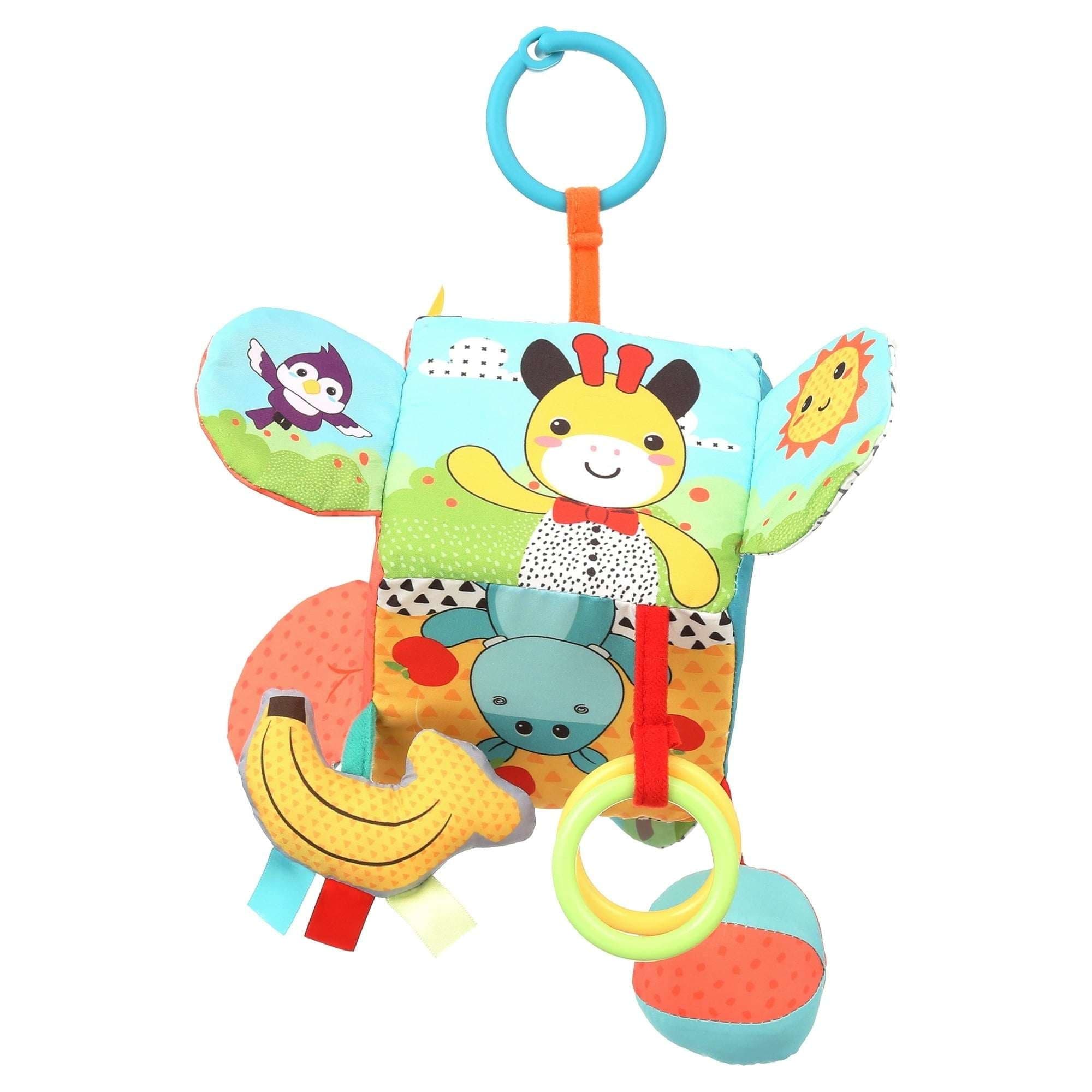 Infantino Big Top Discovery Cube with Clacker Rings, Plush Toy, Age 6-12 Months, Multicolor