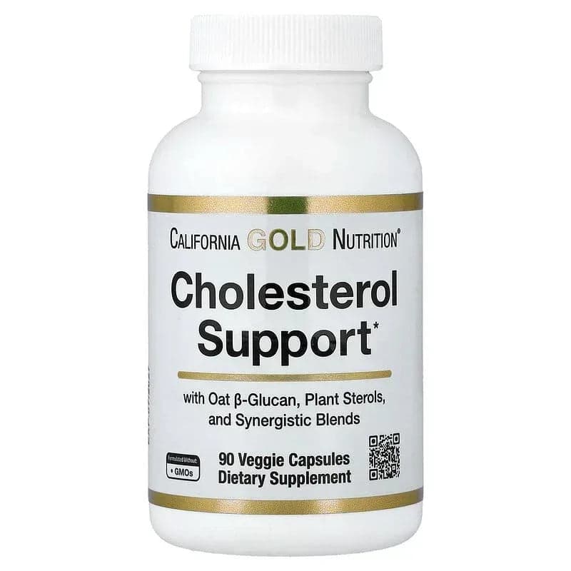 California Gold Nutrition, Cholesterol Support with Oat Beta-Glucan Concentrate, Plant Sterols, Veggie & Digestive Blend, 90 Veggie Capsules