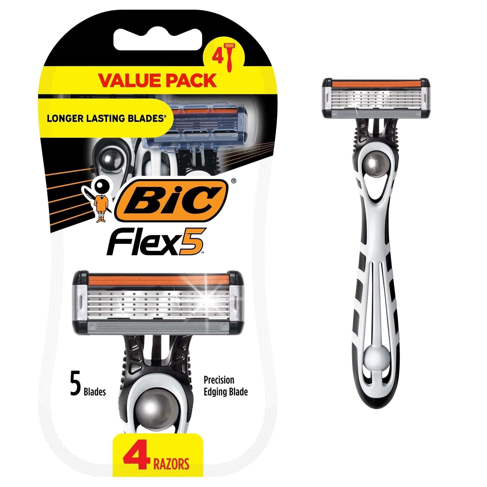 BIC Flex 5 Men's 5-Blade Disposable Razors, 4 Count