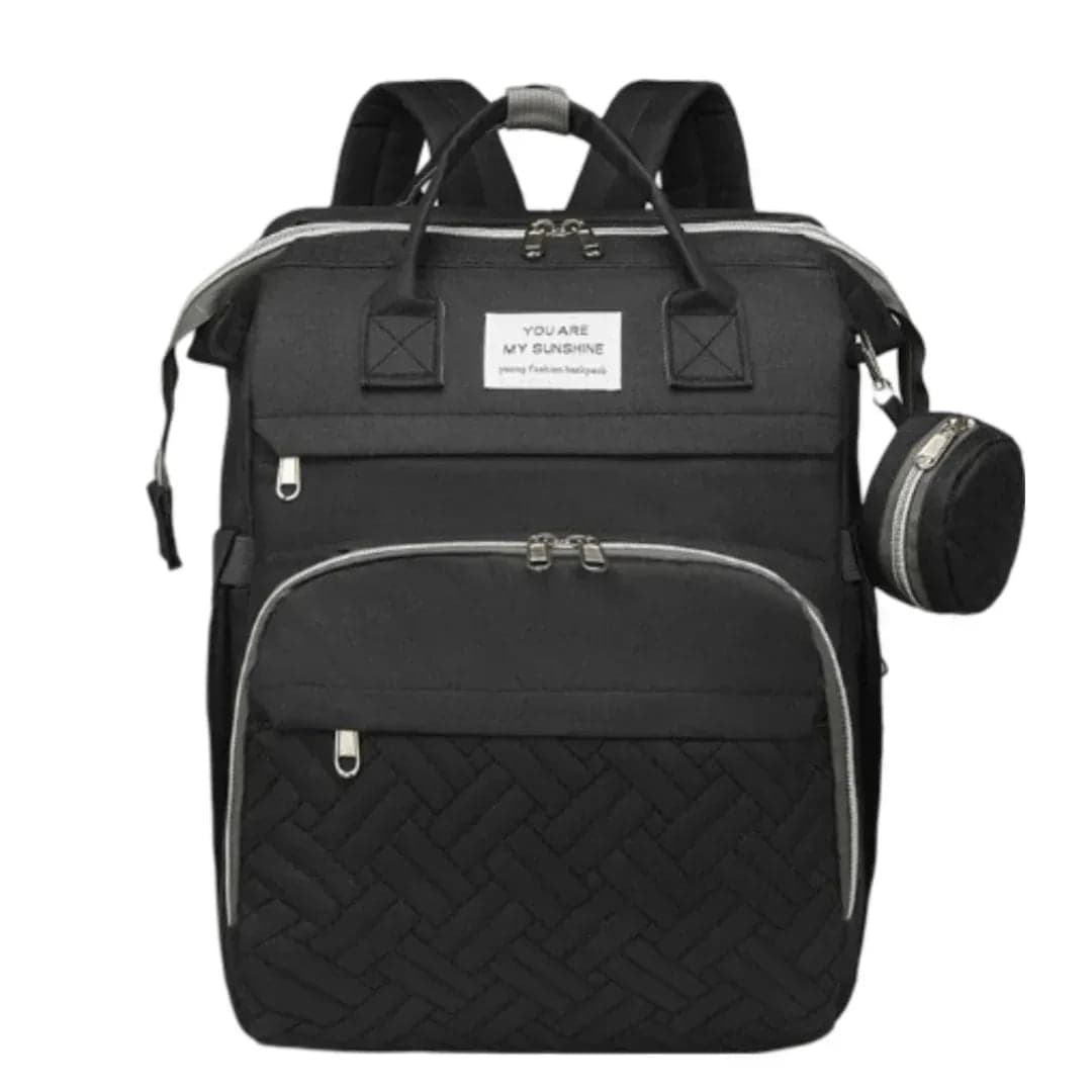 Waterproof Diaper Bag Backpack, Multifunctional Travel Nappy Bag with Changing Pad (Black)