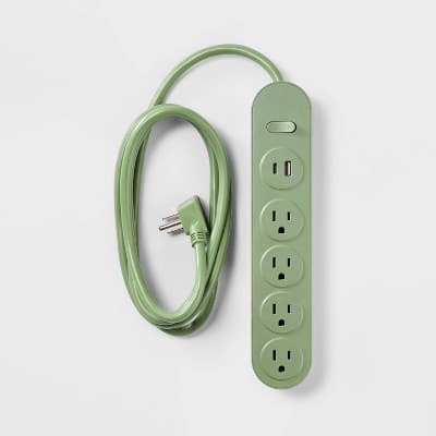 6' 4-Outlet Power Strip Extension Cord with USB and USB-C Ports Purple - heyday: Indoor Flat Extension Cord, 15A, 6ft
