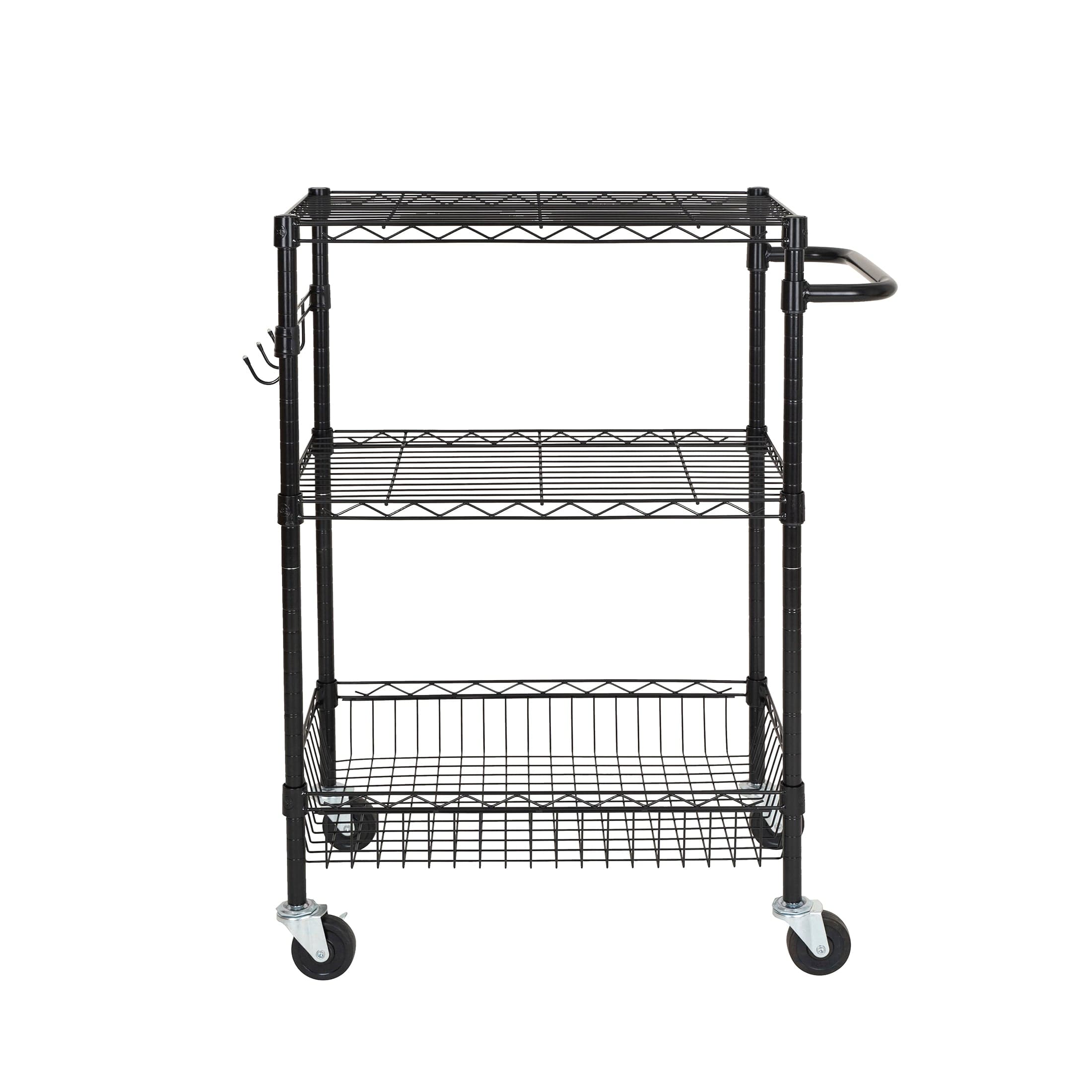 Hyper Tough 3-Tier Multipurpose Rolling Cart, Black, 495 lb Load Capacity