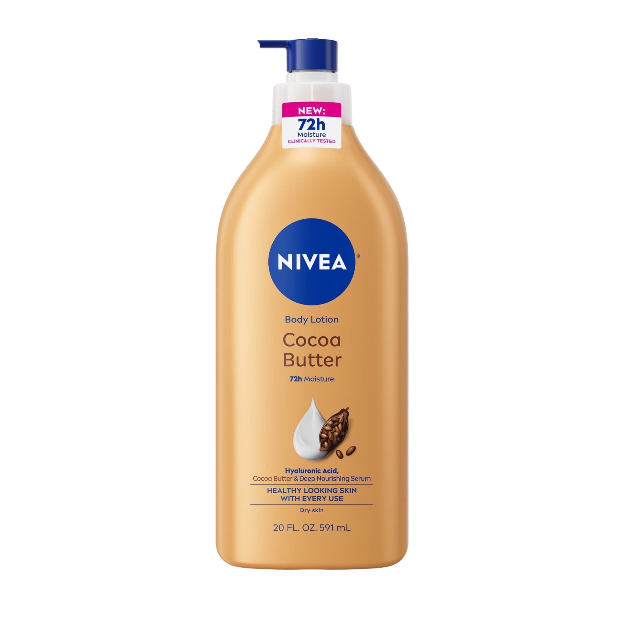 NIVEA Cocoa Butter Body Lotion for Dry Skin with Hyaluronic Acid, 20 fl oz
