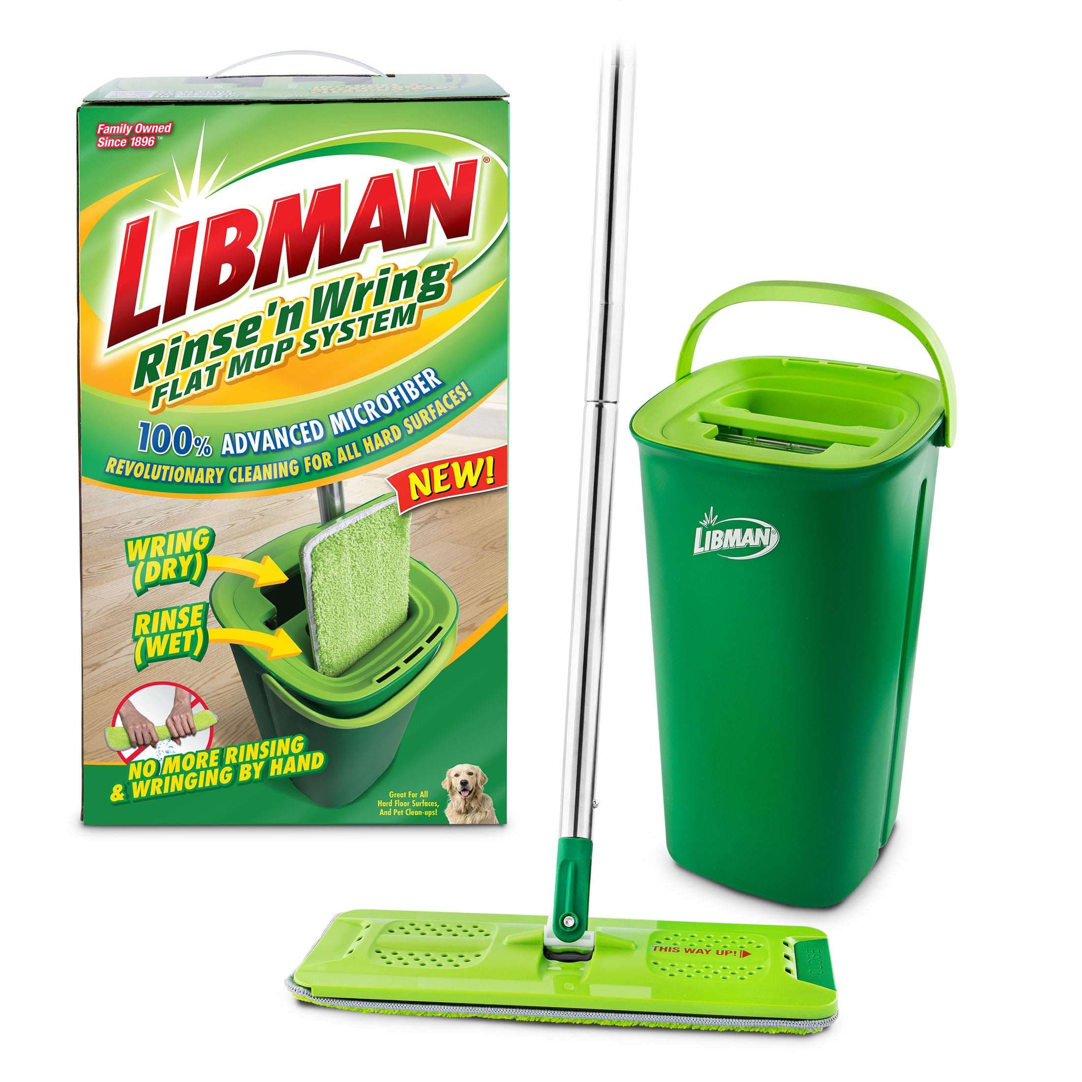 Libman Rinse N Wring Flat Mop System with Microfiber Pad