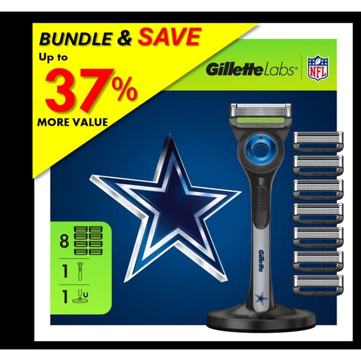 Gillette Labs Official Cowboys Gameday Razor Bundle