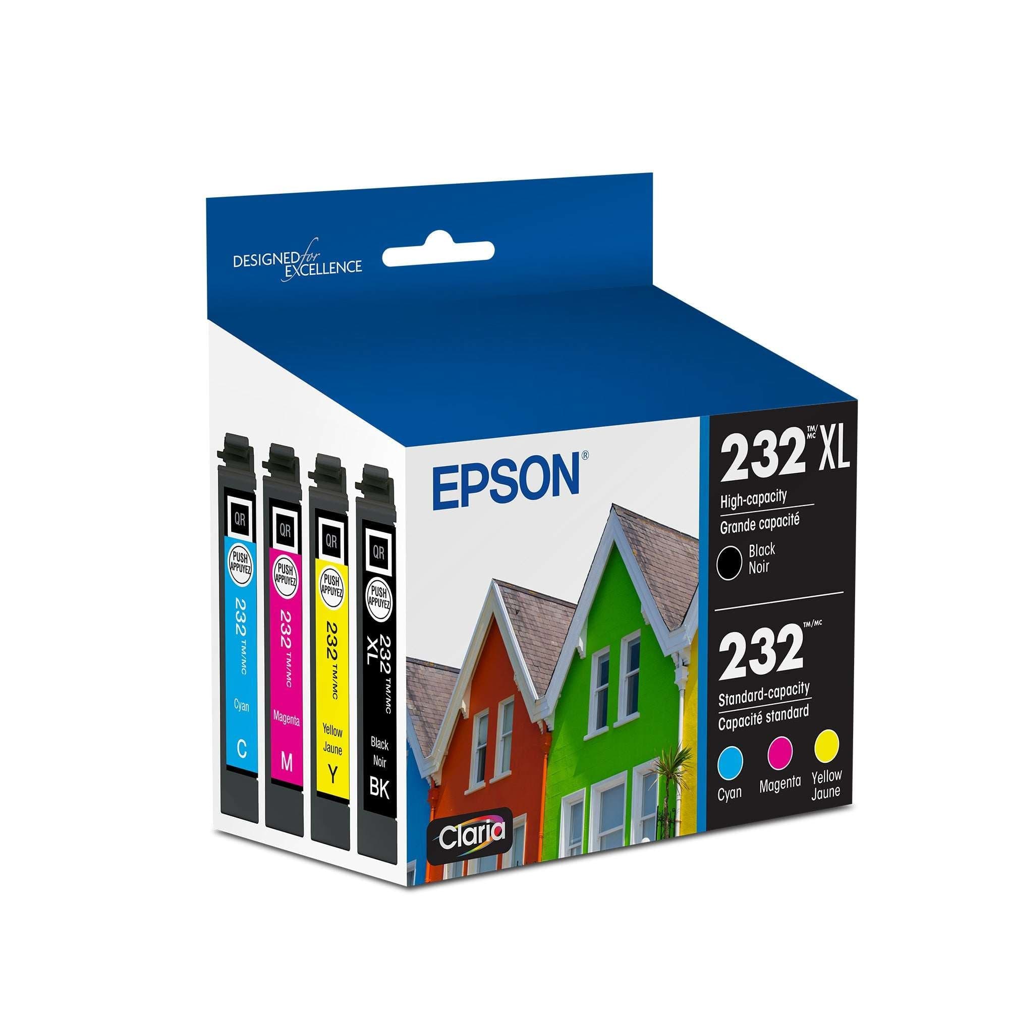 Epson 232 Claria Ink High Capacity Black & Standard Color Cartridge Combo Pack (T232XL-BCS), Works with WorkForce WF-2930, WF-2950, Expression XP-4200, XP-4205