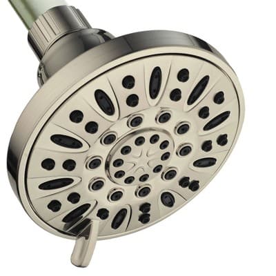 Six Setting High Pressure Luxury Slimline Shower Head with On/Off and Pause Mode Brushed Nickel - AquaDance