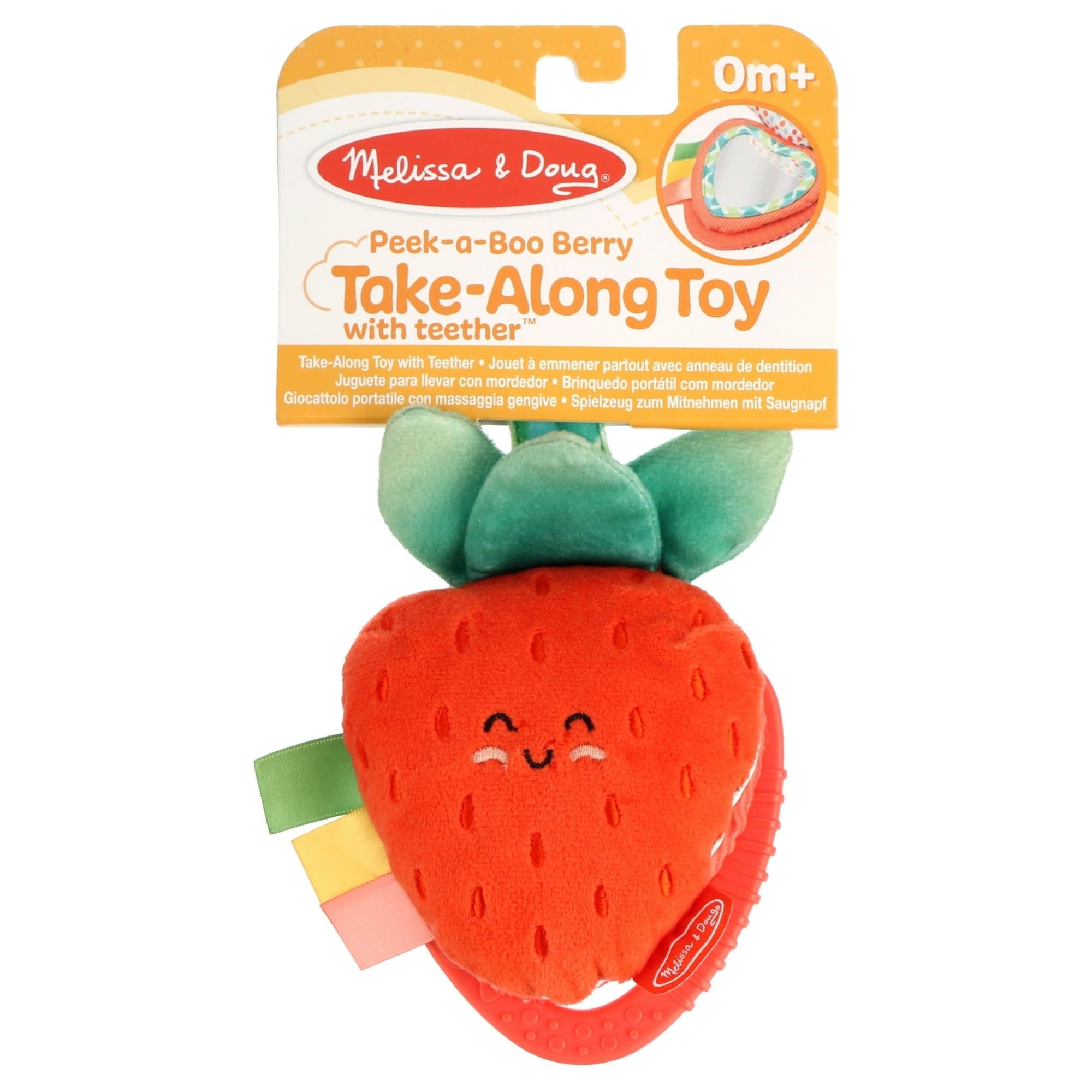 Melissa & Doug Peek-a-Boo Berry Take-Along Toy with Teether, Clip-On Stroller Toy for Baby Ages 12m+