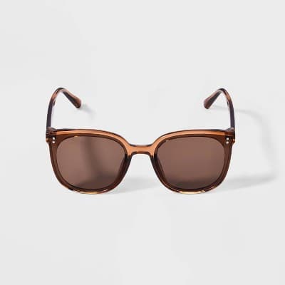 Women's Plastic Round Sunglasses - Wild Fable Brown: UV Protection, Recycled Frame, Polycarbonate Lens
