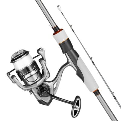VEVOR Rod and Fishing Reel Combo, IM6 Carbon Fiber Spinning Rod and Reel Combo, Bass Fishing Pole with 6.5 ft Two-Piece Rods,7+1 Ball Bearings, Silver