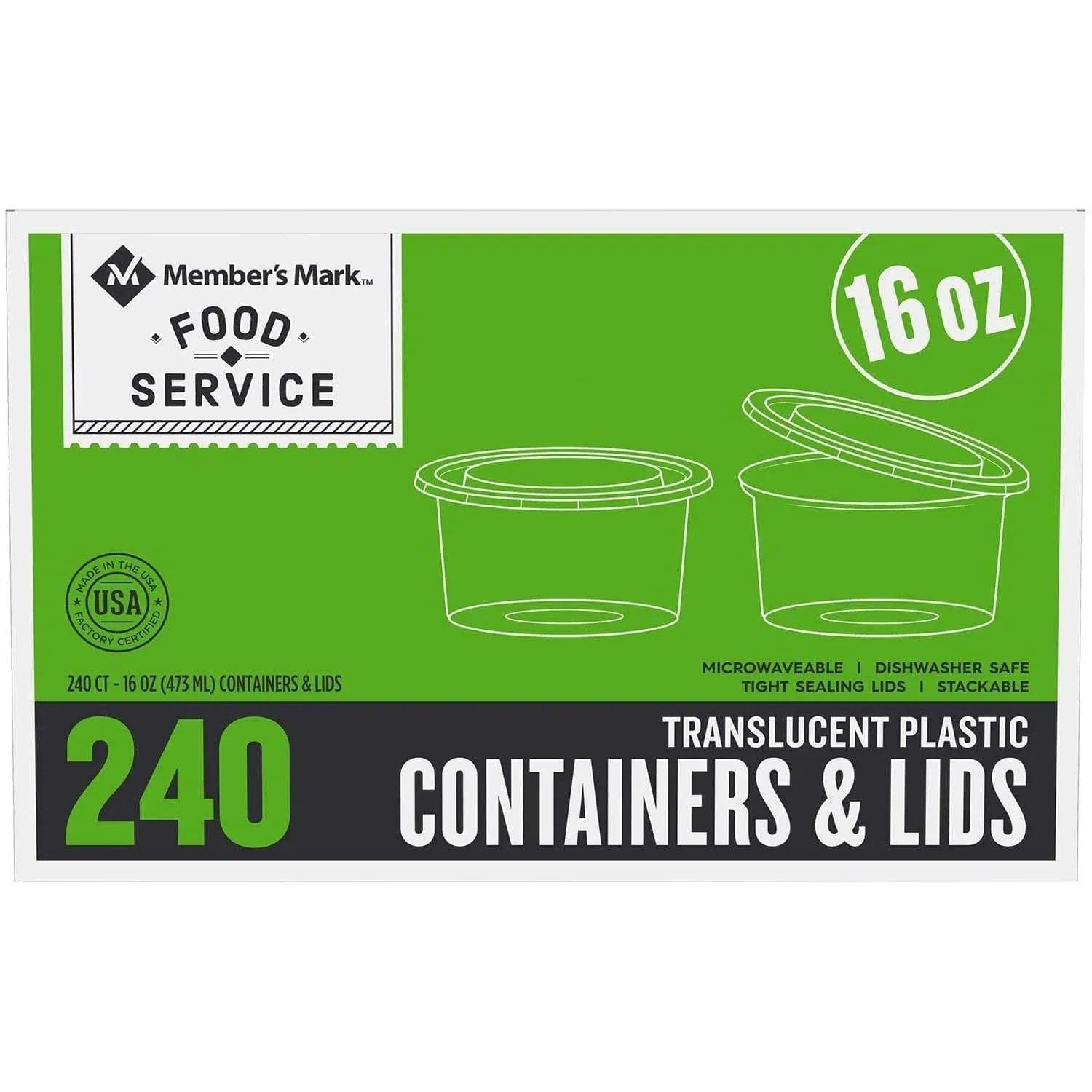 Member's Mark Deli Container with Lid 16 oz., 240 ct.
