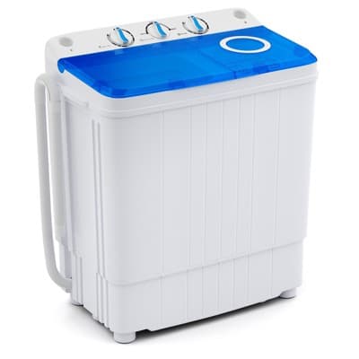 Costway Portable Washing Machine 17.6 lbs Twin Tub Laundry Washer with Drain Pump Grey
