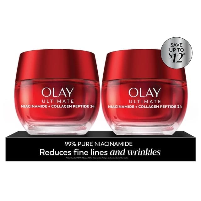 Olay Ultimate Hydrating Moisturizer with Niacinamide, Collagen Peptide, Skincare for Face, 1.7 oz., 2pk