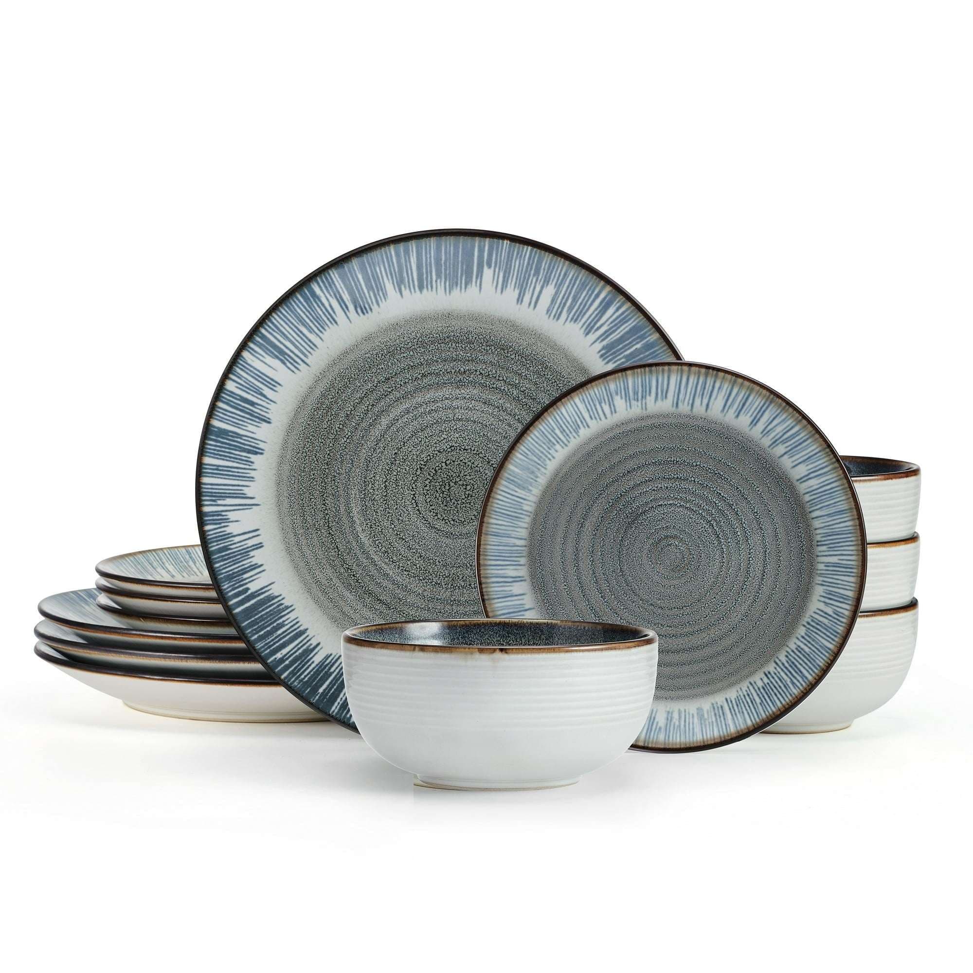 Pfaltzgraff Jaimie 12 Piece Stoneware Dinnerware Set, Gray