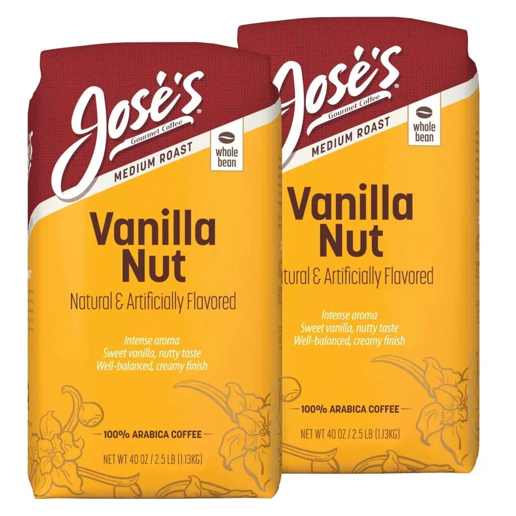 Jose's Vanilla Nut Whole Bean Coffee 2.5 lbs, 2-pack