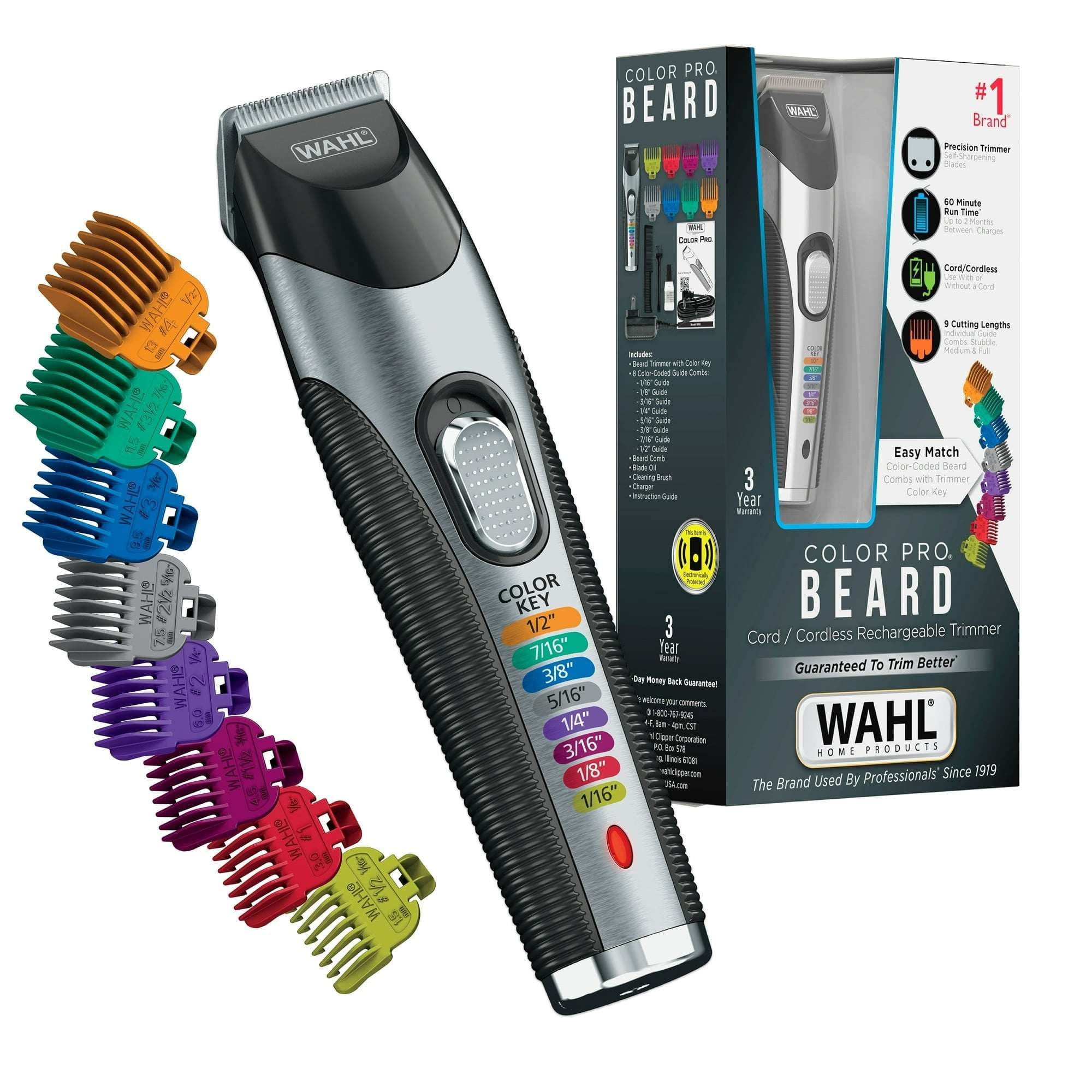 Wahl Color Pro Cord/Cordless Rechargeable Hair and Beard Trimmer for Men, 9891-100