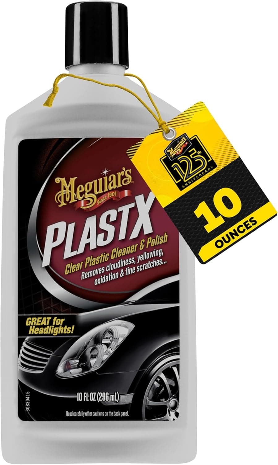 Meguiar's PlastX Clear Plastic Polish, Clear Plastic Restorer for Headlights, Taillights, and Soft Top Windows, 10 oz