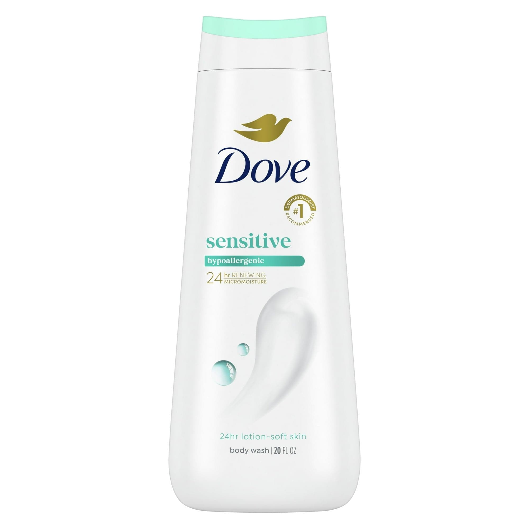 Dove Body Wash for Women, Moisturizing Sensitive Skin, Gentle Hypoallergenic, All Skin Types, 20 oz