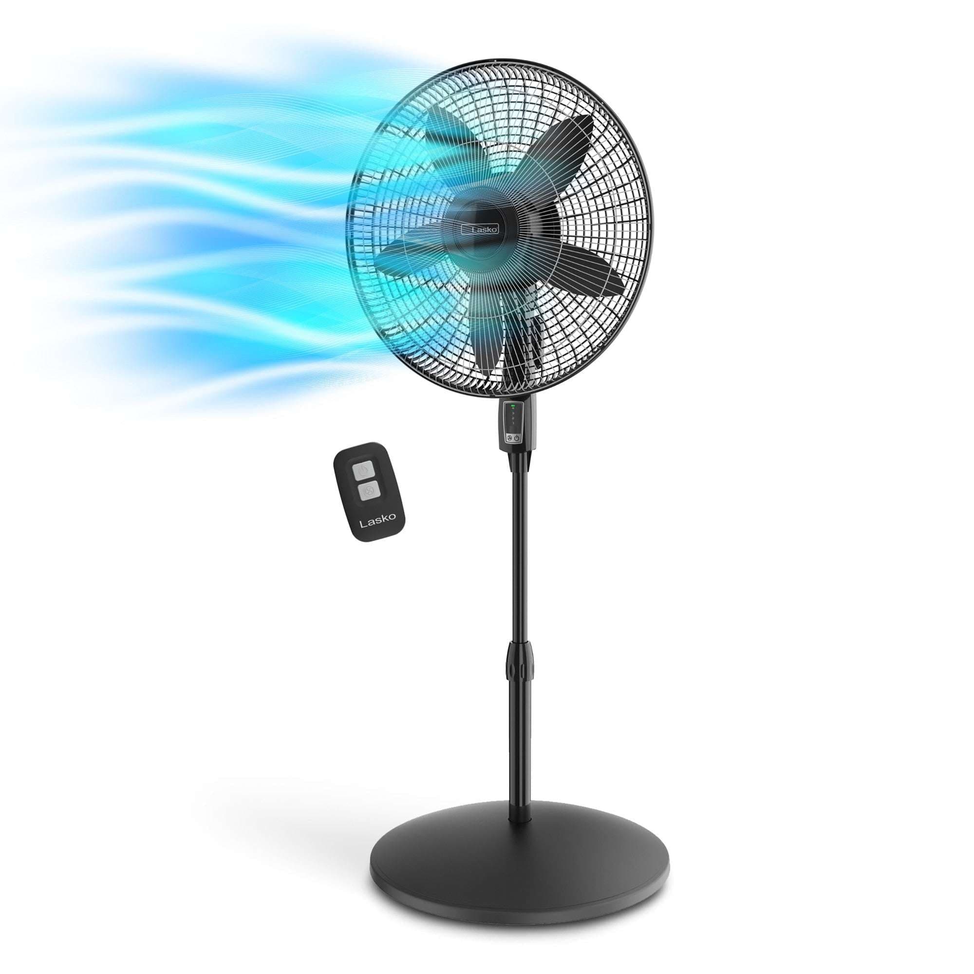 Lasko Cyclone Max 18" Oscillating Pedestal Fan with Remote, Adjustable Height and 4 Speeds for Whole Room Cooling, Black, S18605