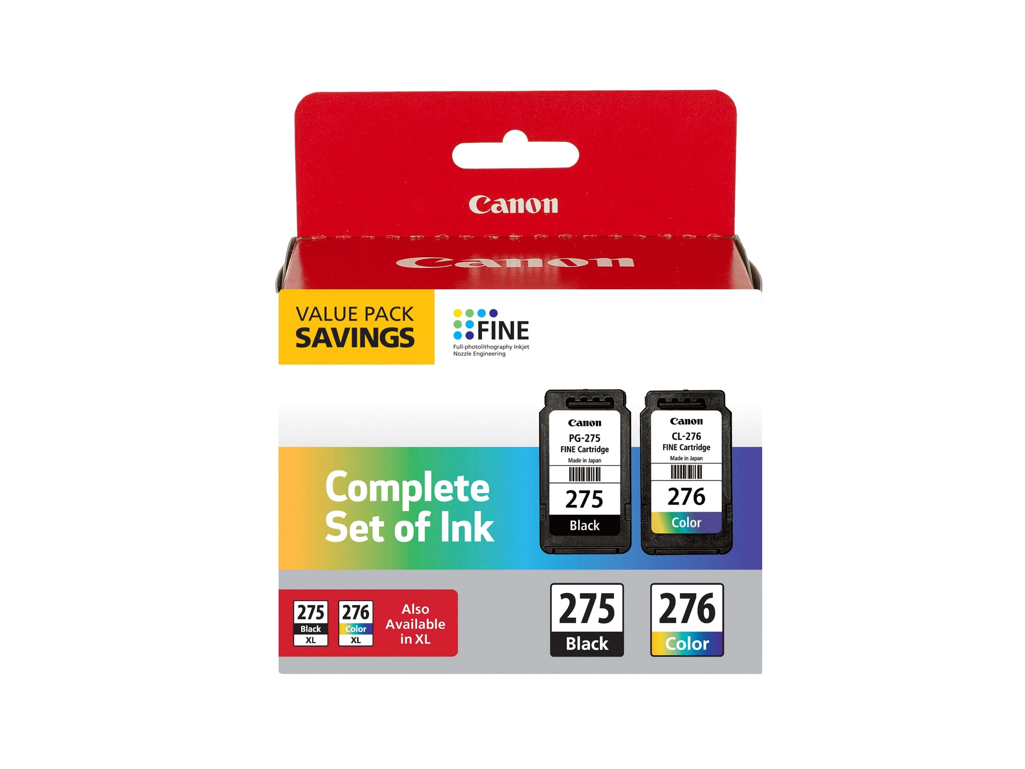 Canon PG-275/CL-276 Genuine Ink Cartridge Combo Pack for Select PIXMA Printers, Black & Color