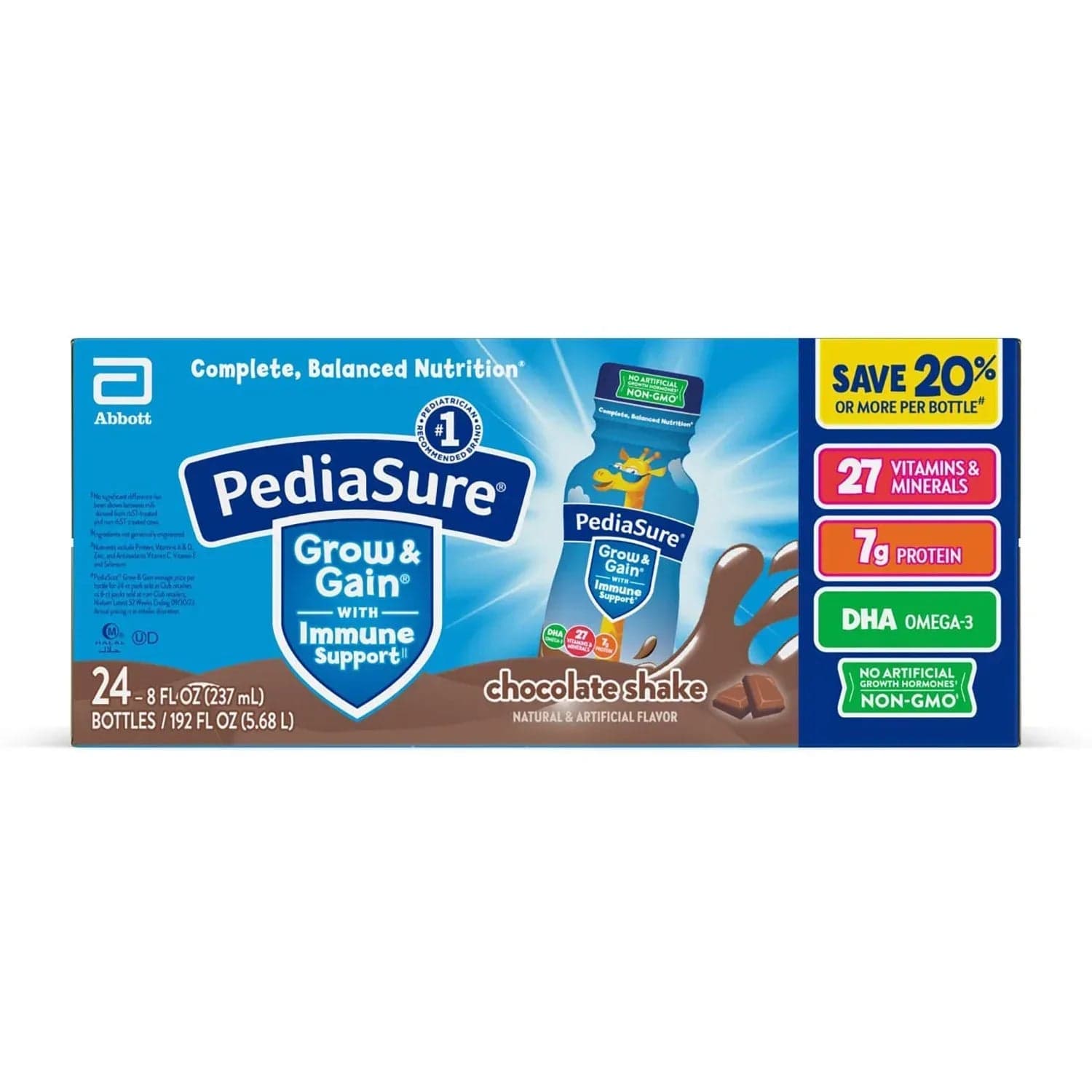 Pediasure Grow and Gain Nutrition Shake for Kids, Chocolate (8 Fl. Oz., 24 Pk.)