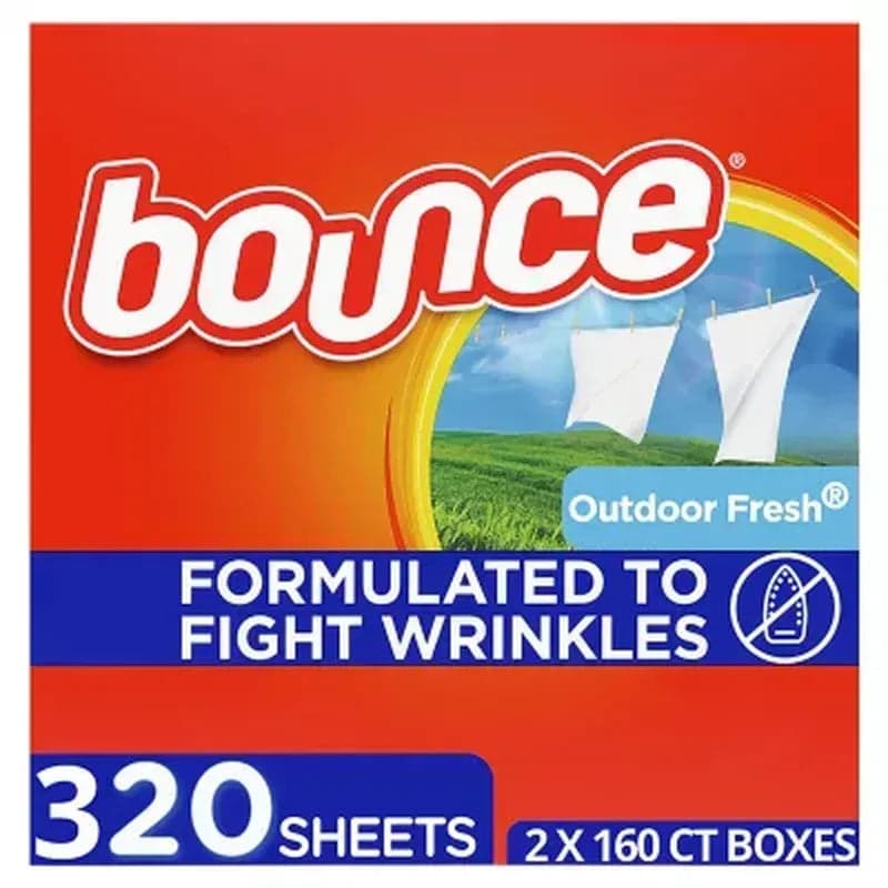 Bounce Fabric Softener Dryer Sheets, Outdoor Fresh (160 Ct./Pk., 2 Pk.)