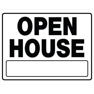 Hillman English White Open House Sign 20 in. H X 24 in. W - Case of 6