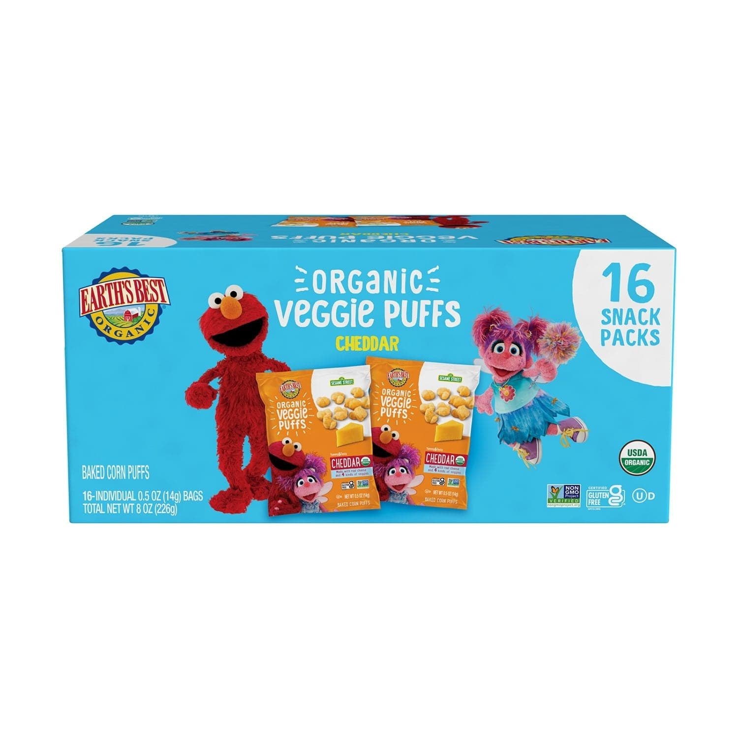 Earths Best Organic Cheddar Veggie Puffs, .50 oz., 16 ct.