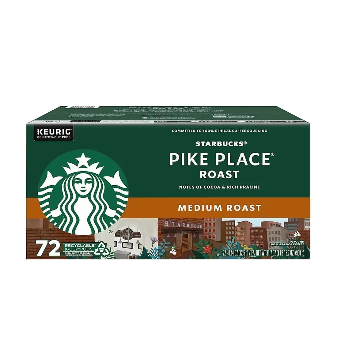 Starbucks Pike Place Roast Medium Roast K-Cup Pods, 72 ct
