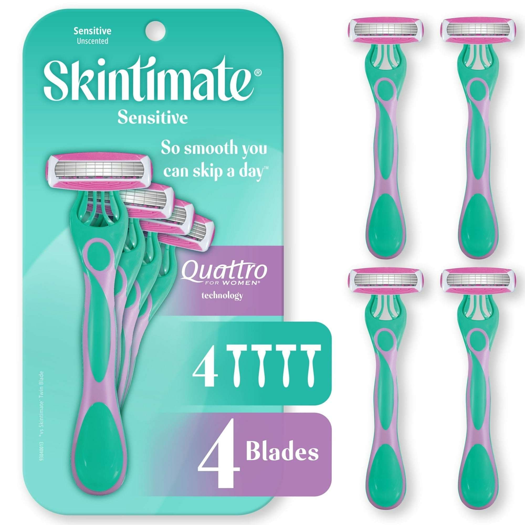 Skintimate Sensitive Women's 4-Blade Disposable Razors, 4 Count