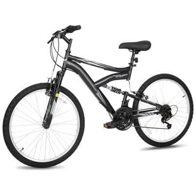 Hykolity Kids Mountain Bike 24 inch MTB Bicycle Age 8-14 Years Height 56-66 in Tween Cycling Full Suspension Sport Outdoor Bikes - Black