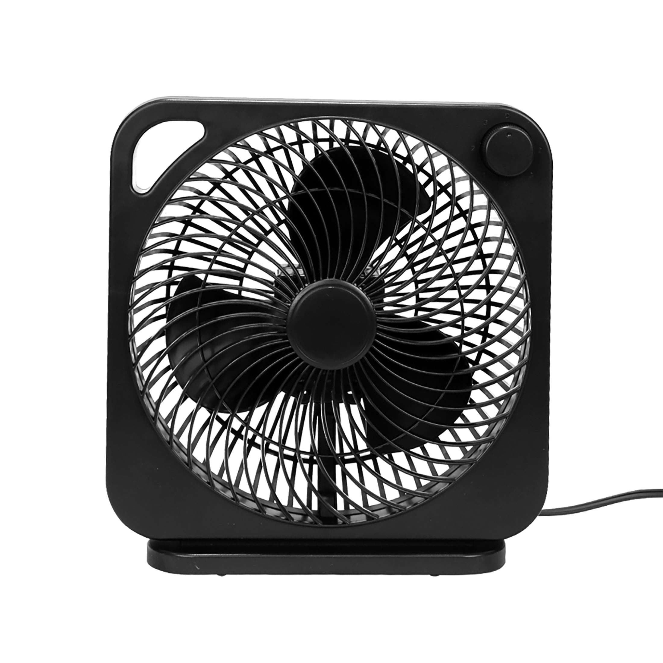 Mainstays 9-Inch Box Personal Fan, 3 Speeds, Black