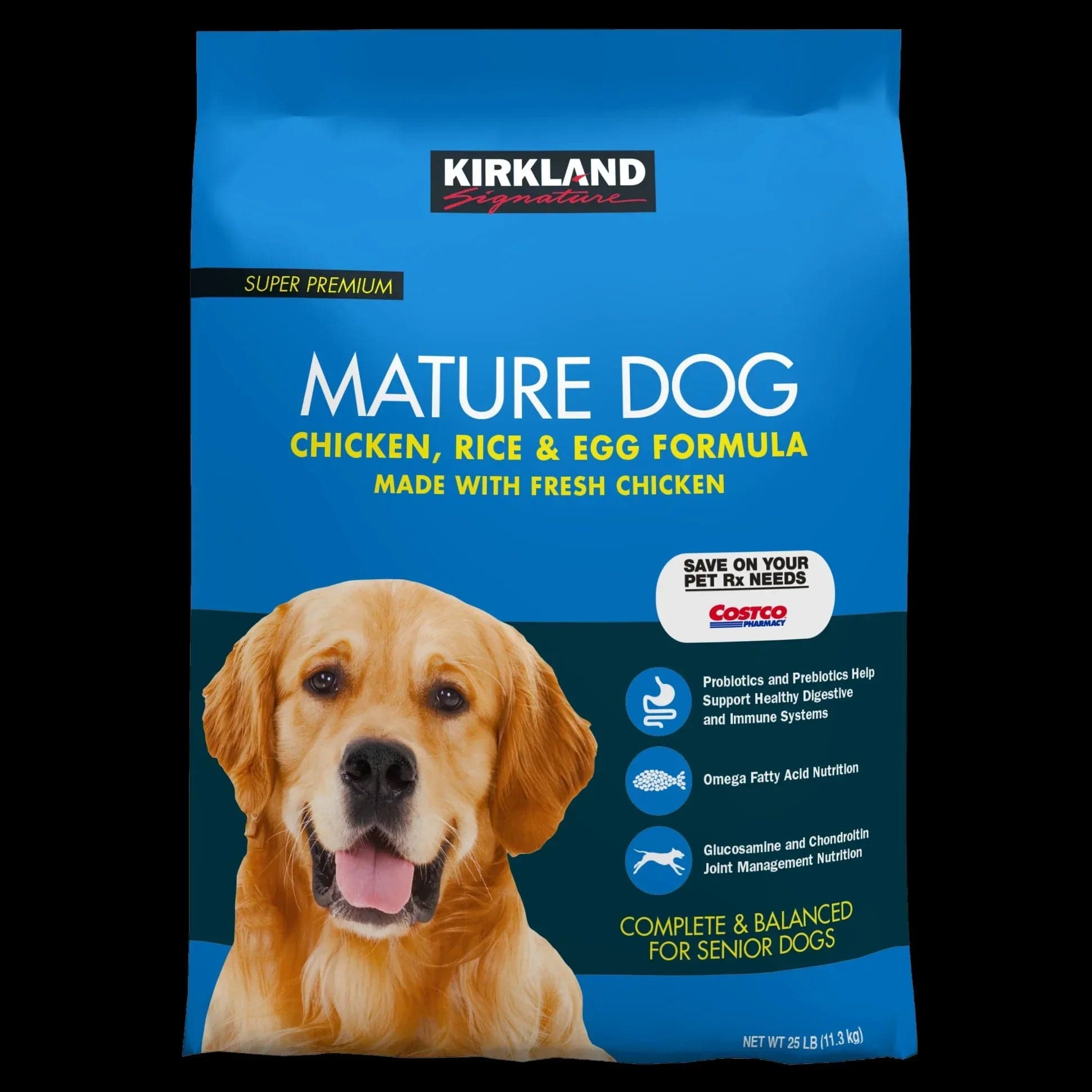Kirkland Signature Super Premium Mature Dog Food, Chicken, Rice & Egg, 25 lbs
