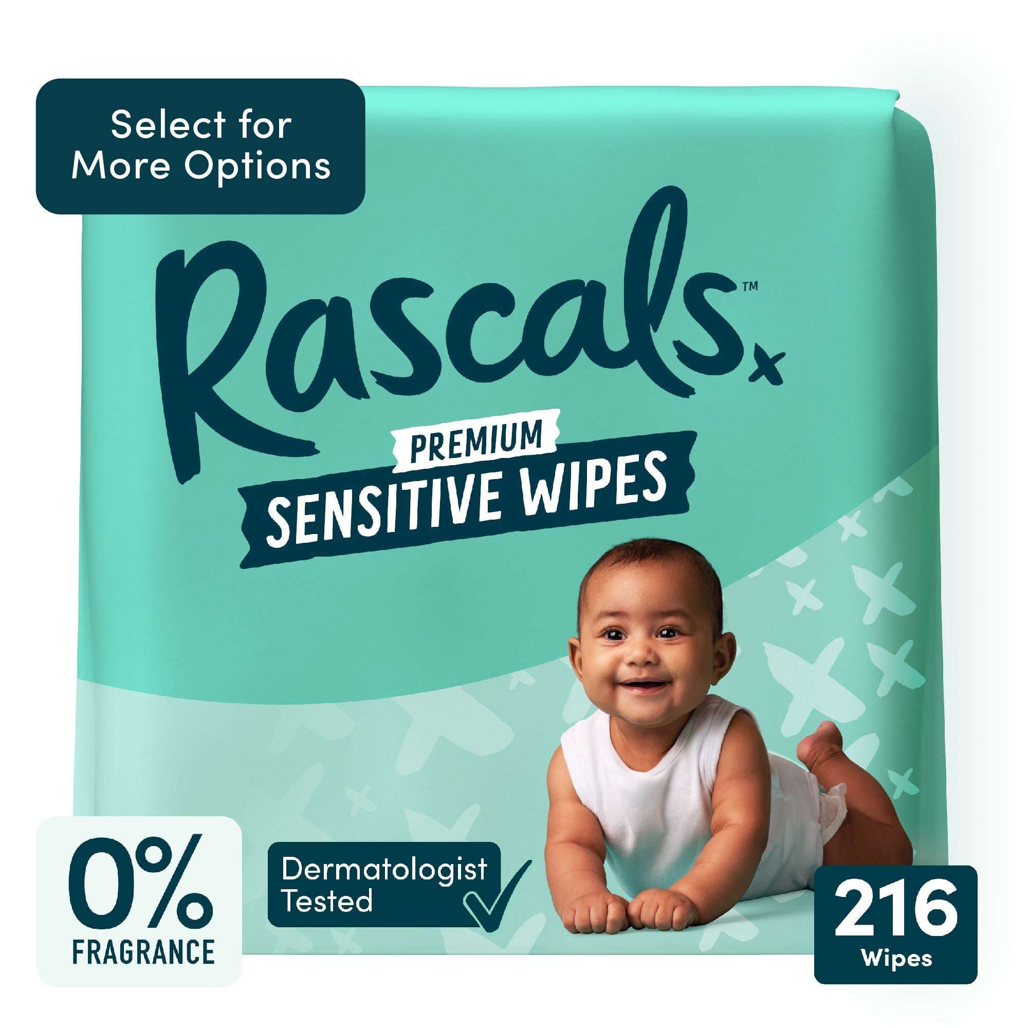 Rascals Premium Sensitive Alcohol Free Baby Wipes, 216 Count