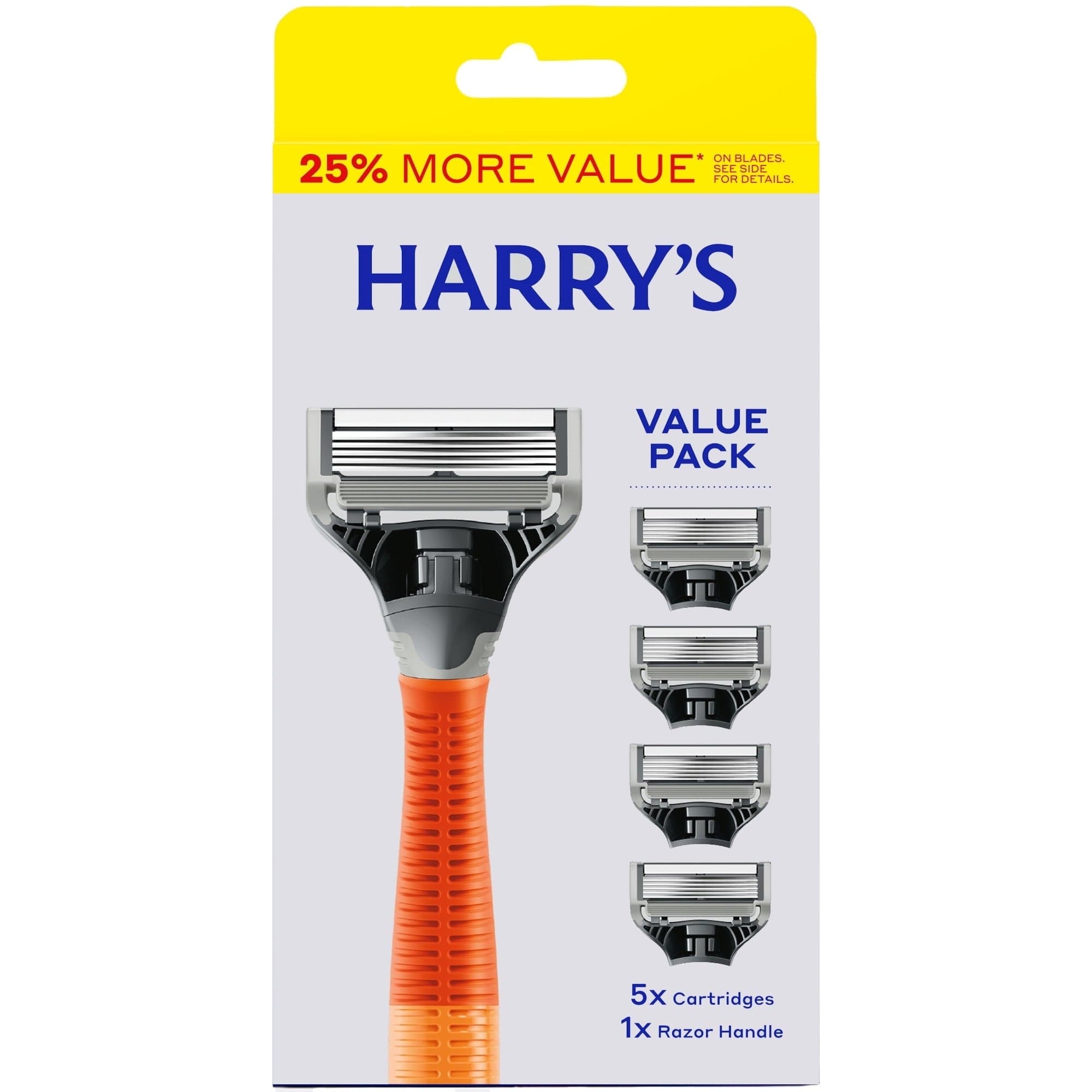 Harry's Men's 5-Blade Shaving Razor with 5 Refill Cartridges, Ember Orange