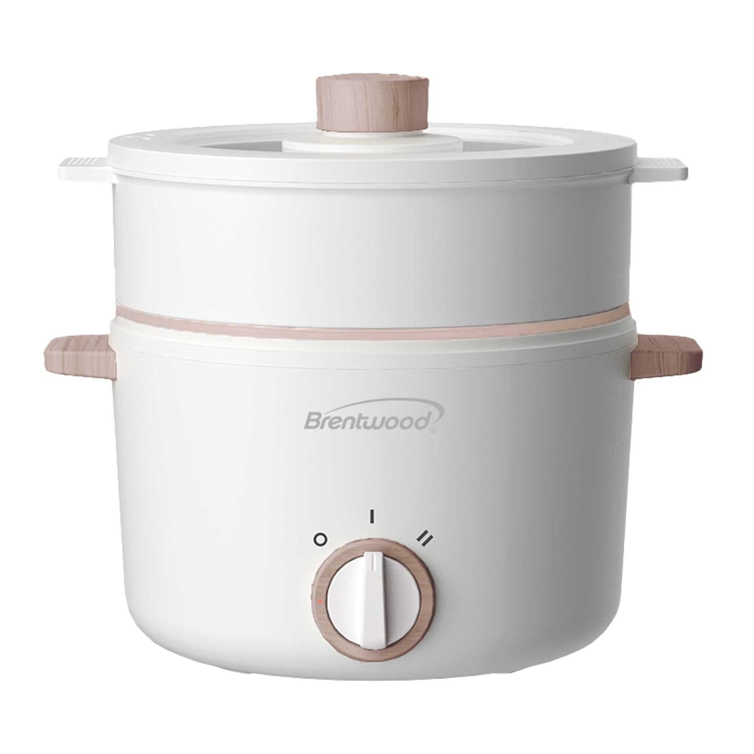 Brentwood 3.2-Qt. Multi-Function Electric Hot Pot Cooker with Food Steamer and Ceramic Non-Stick Coating, White, HPS-3302W