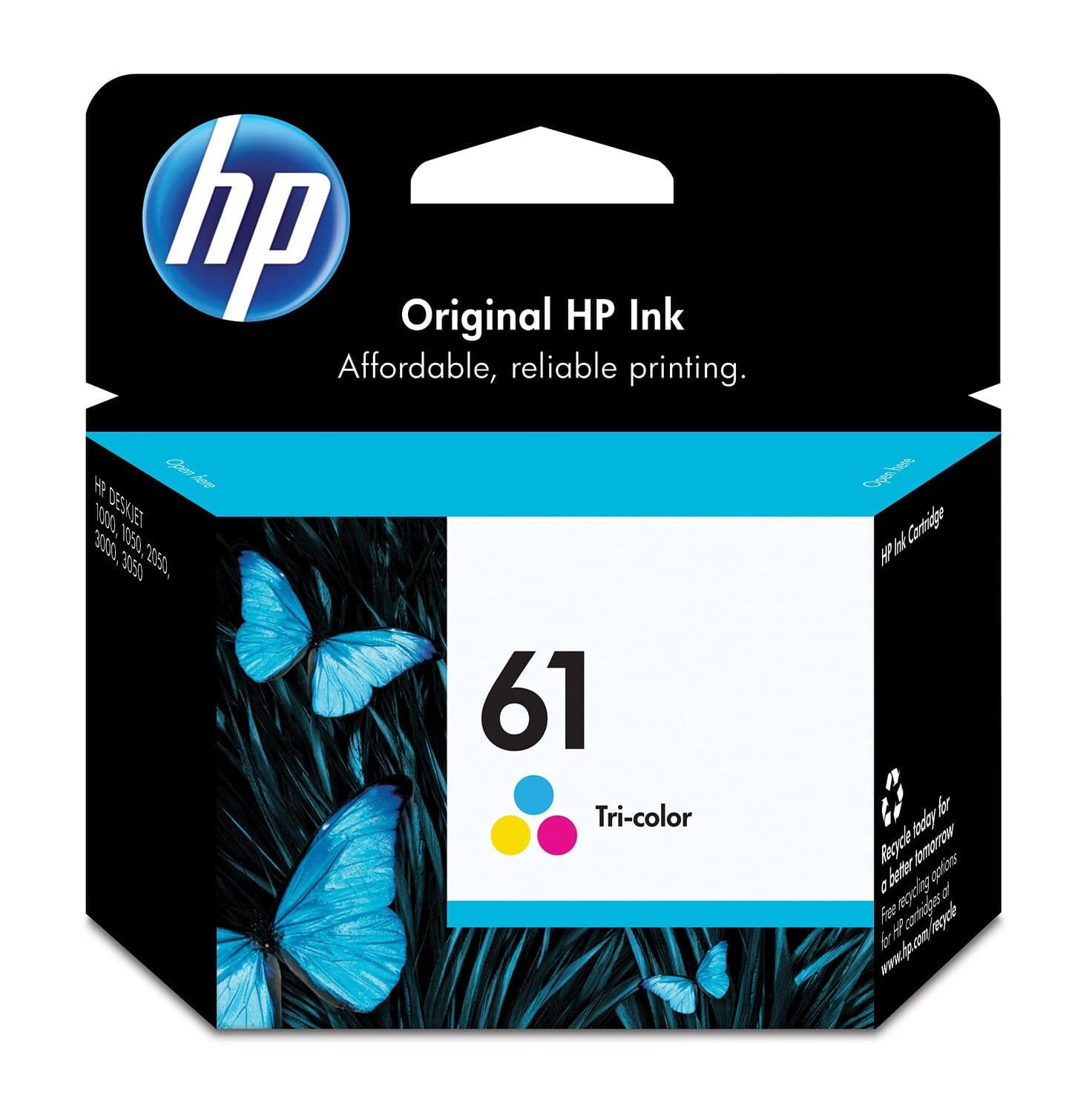 HP 61 Tri-Color Original Ink Cartridge (CH562WN, Standard Yield)