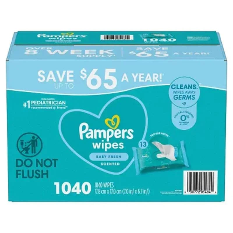 Pampers Scented, Baby Fresh Baby Wipes, 13 Packs (1040 Ct.)