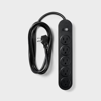 6' 5-Outlet Power Strip Extension Cord White - heyday: Indoor Flat Plug, 6ft, 15A, 14 AWG, Multiple Outlets