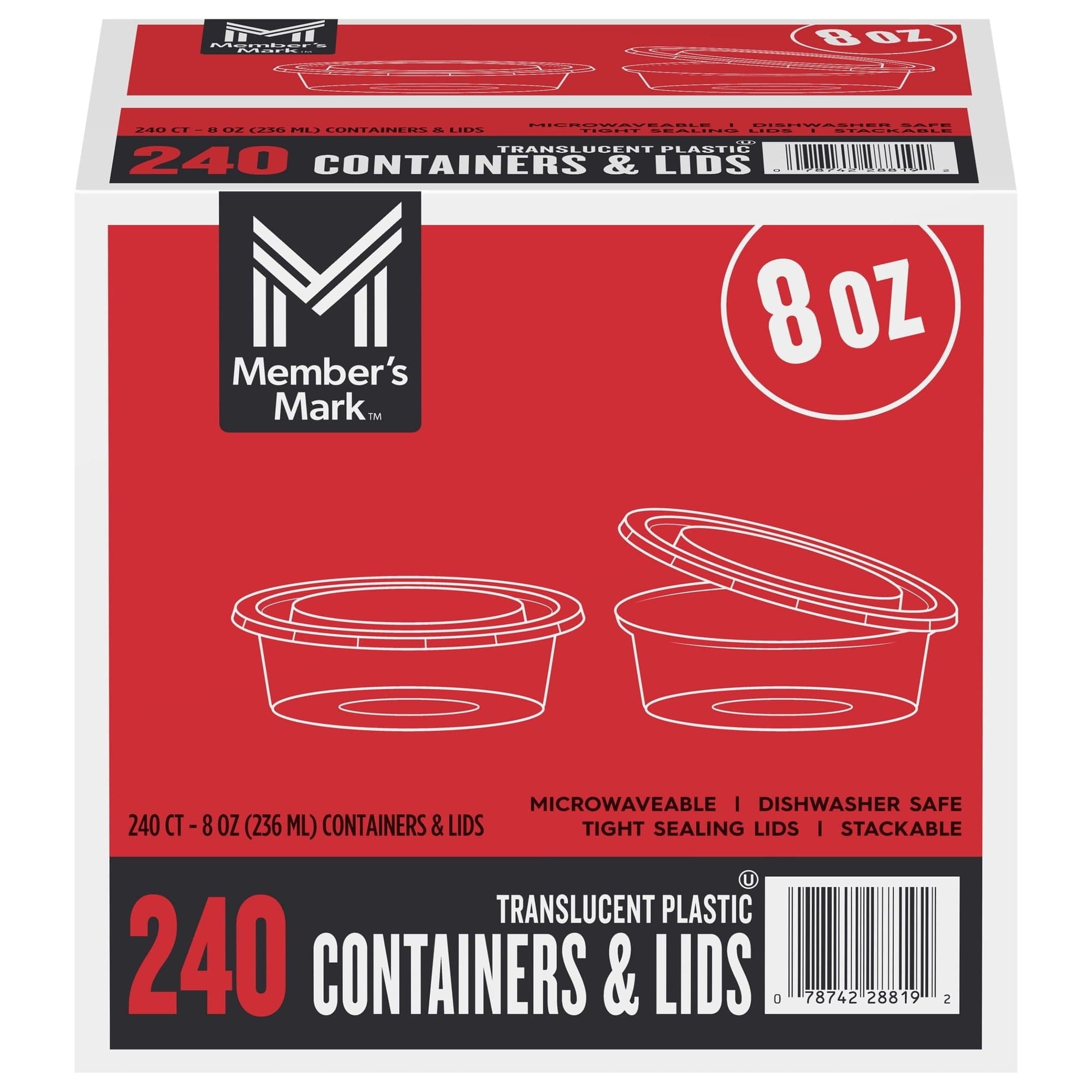Member's Mark Plastic Deli Containers with Lids 8 oz., 240 ct.