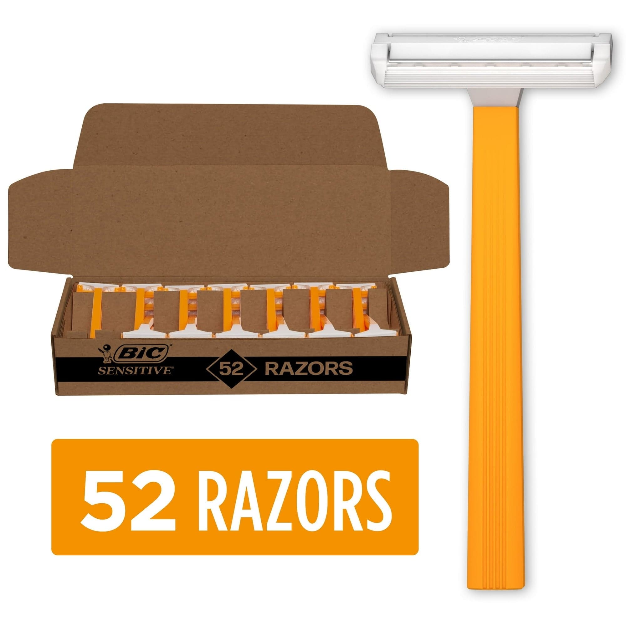 BIC Sensitive Disposable Razors for Men, 1 Blade, 12 Count