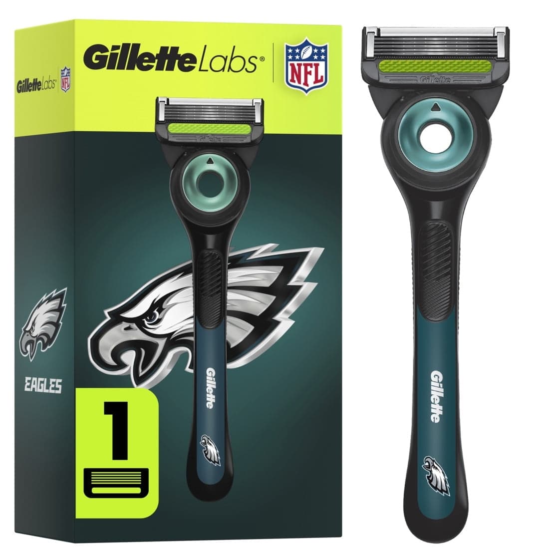 Gillette Labs Official Eagles Licensed Razor for Men, 1 Handle, 1 Blade Refill, with Exfoliating Bar