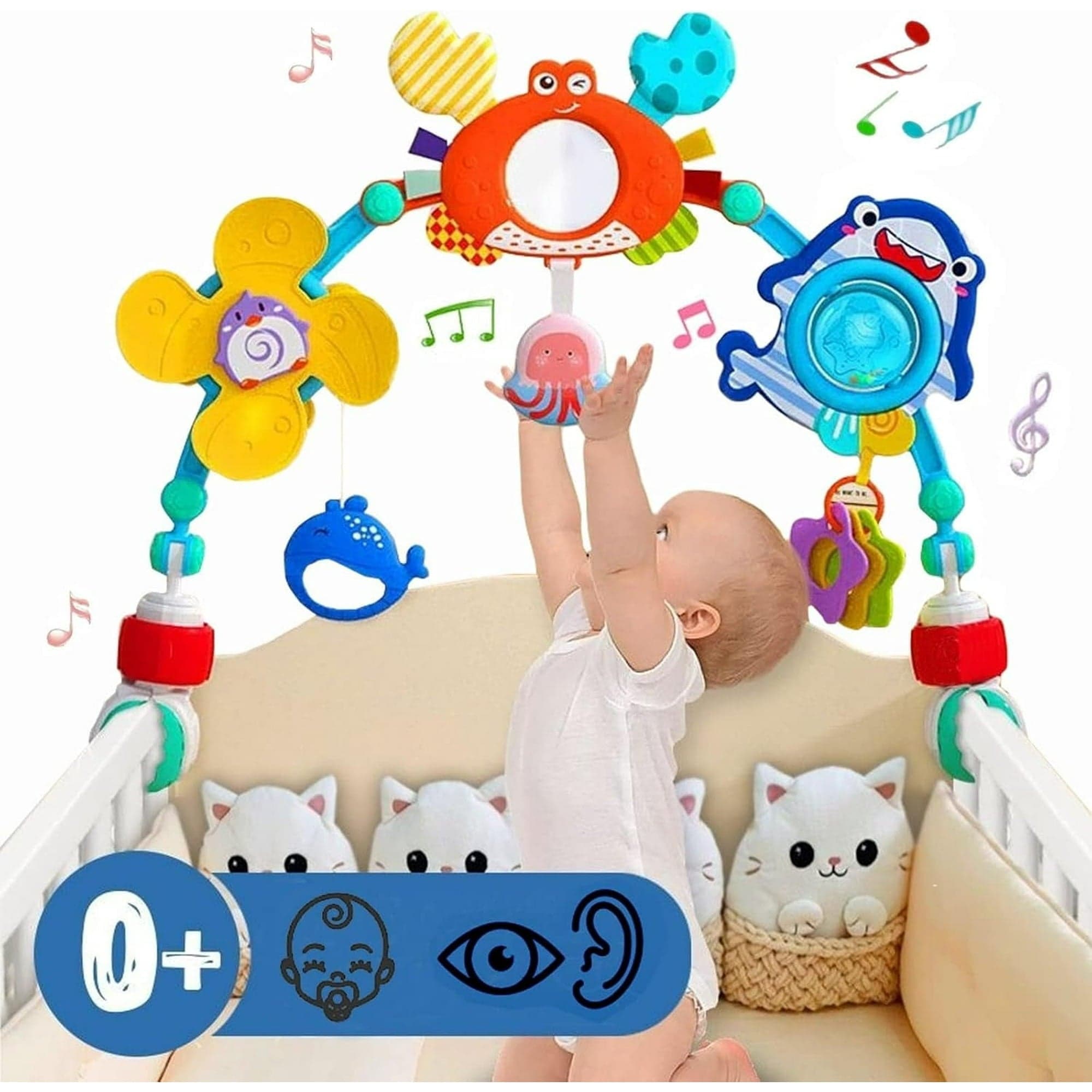 Ludolm Baby Stroller Arch Toys, Travel Car Seat and Crib Activity Arch Bar Toy for Infants