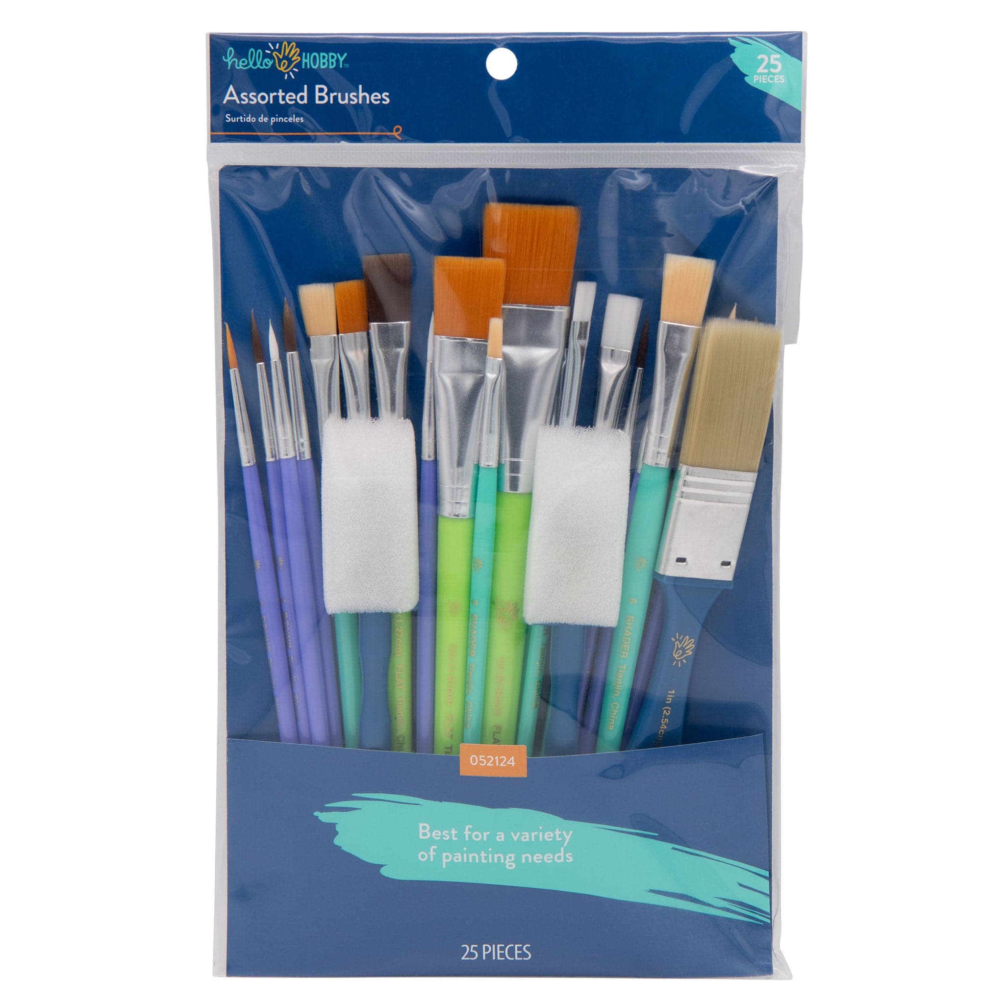 Hello Hobby 25-Piece Assorted Craft Paint Brush Set for Art Projects