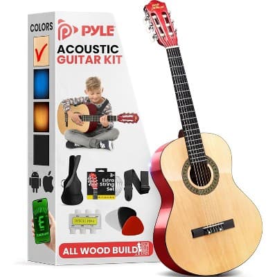 Pyle Beginners 6-String Acoustic Guitar Kit, 30" Guitar for Children with Accessories - PGAKT30